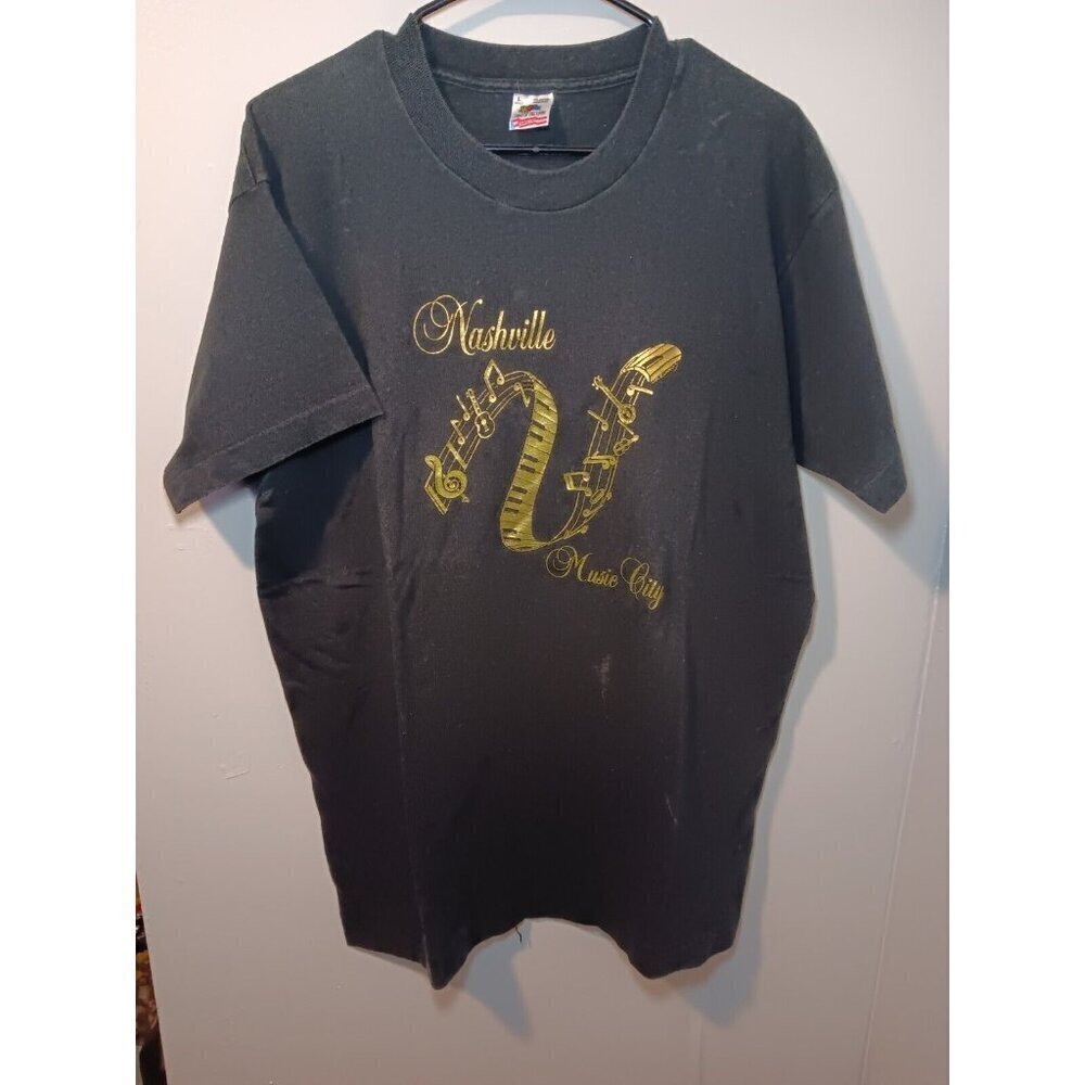 1989 Nashville T Shirt Large Music City Staff Piano Keys Guitar Single Stitch